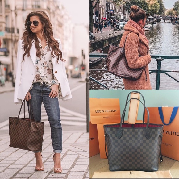 louis vuitton neverfull mm cherry damier ebene